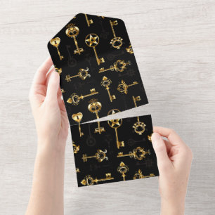 Invitation Tout En Un Les Patters de Seamless avec Golden Keys