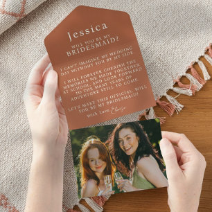 Invitation Tout En Un Lettre de Proposition de Demoiselle d'Honneur avec