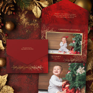 Invitation Tout En Un Ligne d'or élégante dessinée Photo botanique de No