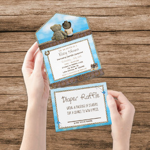 Invitation Tout En Un Lil Cowboy Le Baby shower Rustic Boy Tout en un