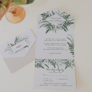 Invitation Tout En Un Lily de la Vallée   Mariage floral blanc