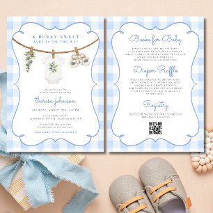 Invitation Tout en Un Linge à Linge de Bleuet Baby Shower