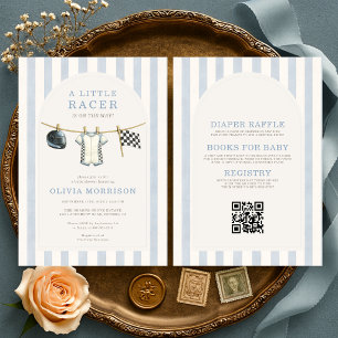 Invitation Tout en Un Linge de Course de Voiture Baby Shower