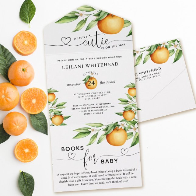 Invitation Tout En Un Little Cutie en chemin Baby showers Livres pour bé (Créateur téléchargé)