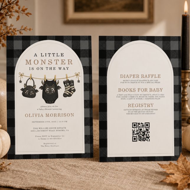 Invitation Tout en Un Little Monster Linge de Bébé Shower (Créateur téléchargé)