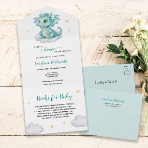 Invitation Tout En Un Livres de Dragon Mignon pour Bébé