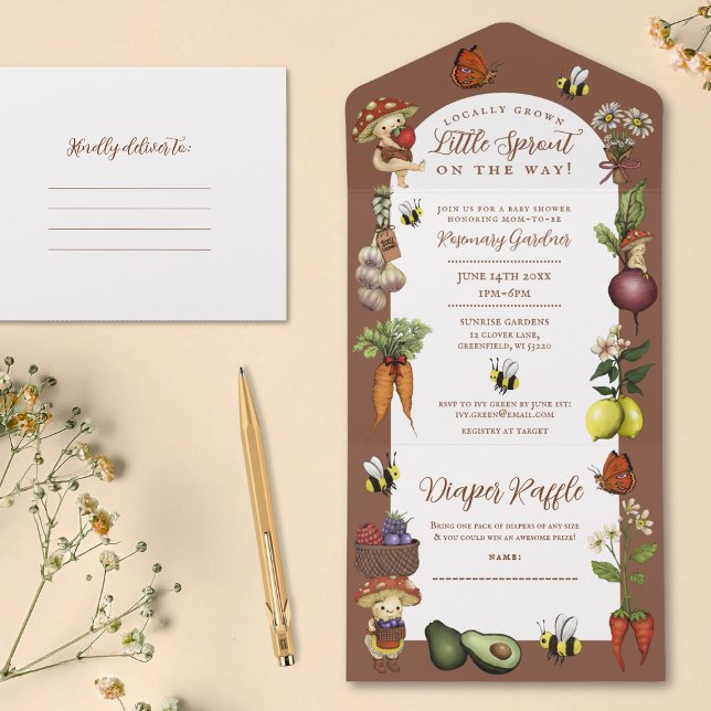 Invitation Tout En Un Locally Grown Little Sprout Summer Baby Shower (Créateur téléchargé)