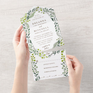 Invitation Tout En Un Loin d'Eucalyptus Hand-Drawn Greenery Wedding