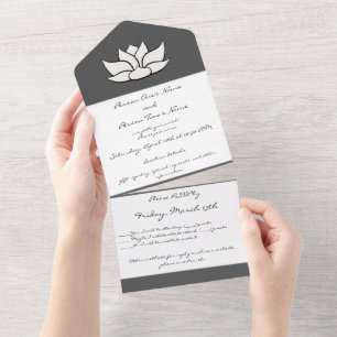 Invitation Tout En Un Lotus en blanc