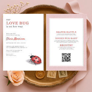 Invitation Tout en Un Love Bug Ladybug Baby Shower