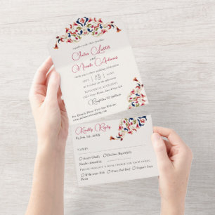 Invitation Tout En Un Luxe Artistique Botanique Floral Mariage Paisley