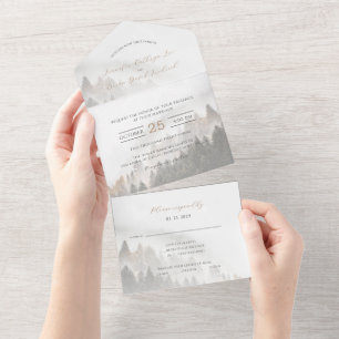 Invitation Tout En Un ©Lyrical Pine Forest Woods Mariage de automne d'au