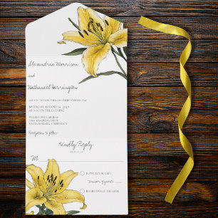 Invitation Tout En Un Lys doré jaune délicat