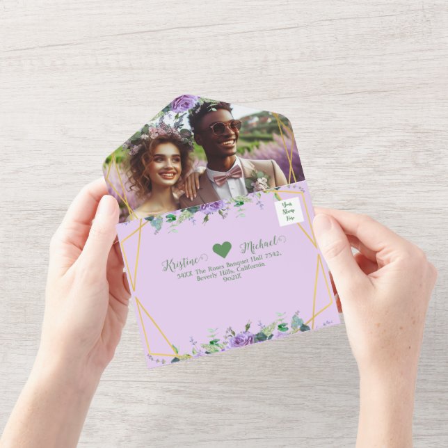 Invitation Tout En Un Magnifique Vignoble Lilac tout en un mariage Invit (Ouverture)