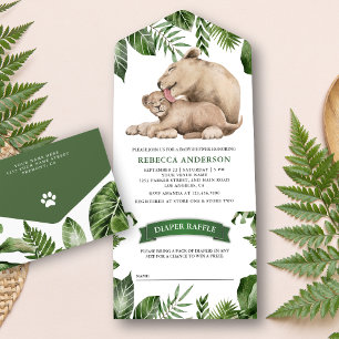 Invitation Tout En Un Maman et bébé lionceau jungle Baby Shower
