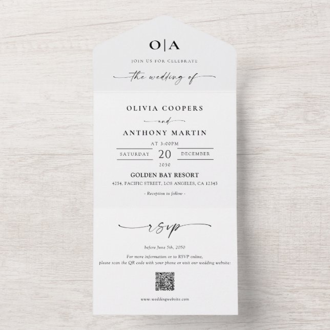 Invitation tout en un mariage (À l'intérieur)