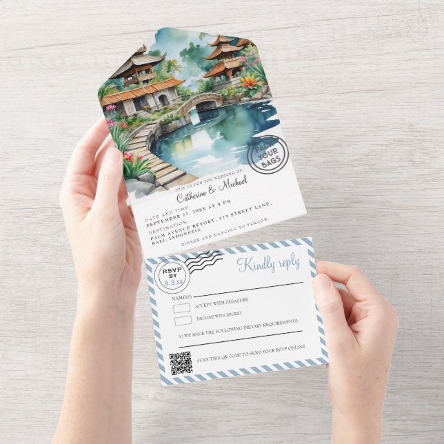 Invitation Tout En Un Mariage à Bali Indonésie (Déchirure)