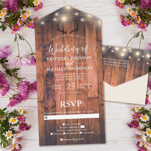 Invitation Tout En Un Mariage à cordes d'aimante en bois rustique