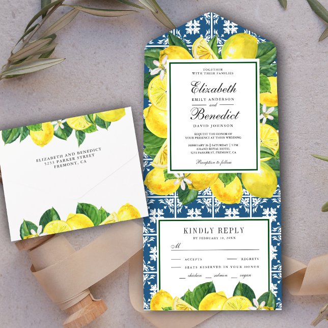 Invitation Tout En Un Mariage à l'orchard de citron rustique carrelage m (Créateur téléchargé)