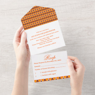 Invitation Tout En Un Mariage à motif ethnique africain sans couture