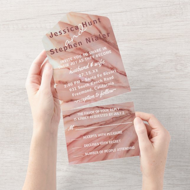 Invitation Tout En Un Mariage All N One Invitation Plutôt en rose (Déchirure)