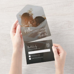 Invitation Tout En Un Mariage Anniversaire Romantique Minimaliste Sombre