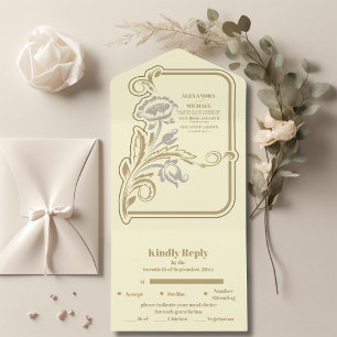 Invitation Tout En Un Mariage Antique Art Nouveau