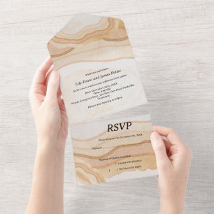 Invitation Tout En Un Mariage Aquarelle Abstrait Terreux Agate