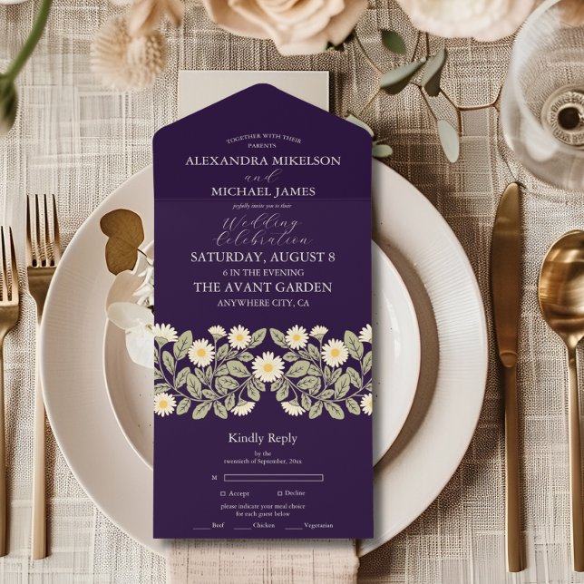 Invitation Tout En Un Mariage Art Nouveau Daisy (Créateur téléchargé)
