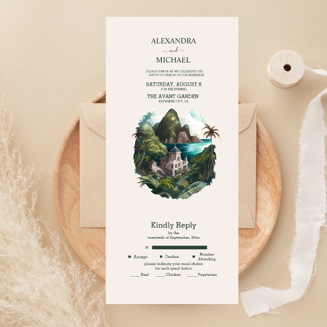 Invitation Tout En Un Mariage aux Caraïbes Aquarelle Tout Compris (Créateur téléchargé)