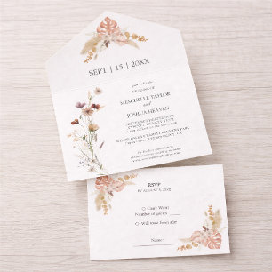 Invitation Tout En Un Mariage aux fleurs sauvages Rustique Campagne Tout