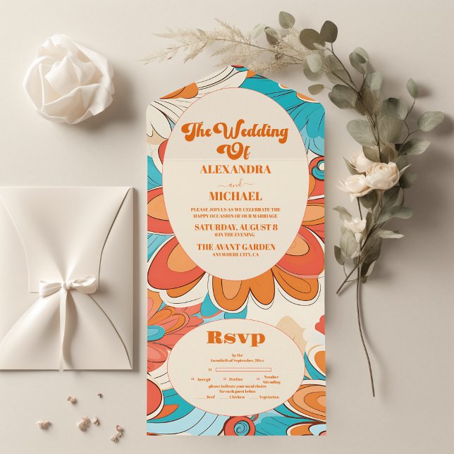 Invitation Tout En Un Mariage aux Vibes Groovy Boho Plage Fun (Créateur téléchargé)