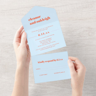 Invitation Tout En Un Mariage avec typographie moderne et audacieuse ble