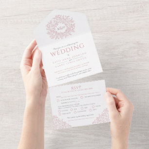 Invitation Tout En Un Mariage blanc roux feuille