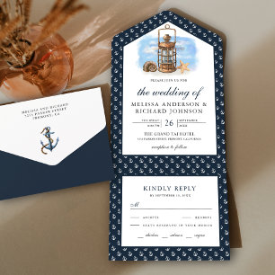 Invitation Tout En Un Mariage bleu de la marine russe