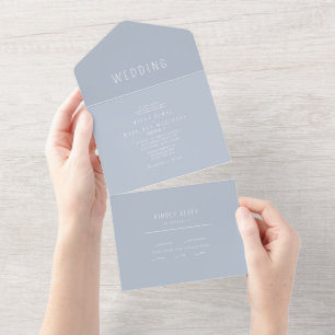 Invitation Tout En Un Mariage bleu foncé contemporain