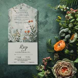 Invitation Tout En Un Mariage Bohème Champêtre de Montagne Fleurie