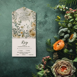 Invitation Tout En Un Mariage Bohème de Fleurs Sauvages d'Automne