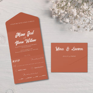 Invitation Tout En Un Mariage bohème en terre cuite minimaliste