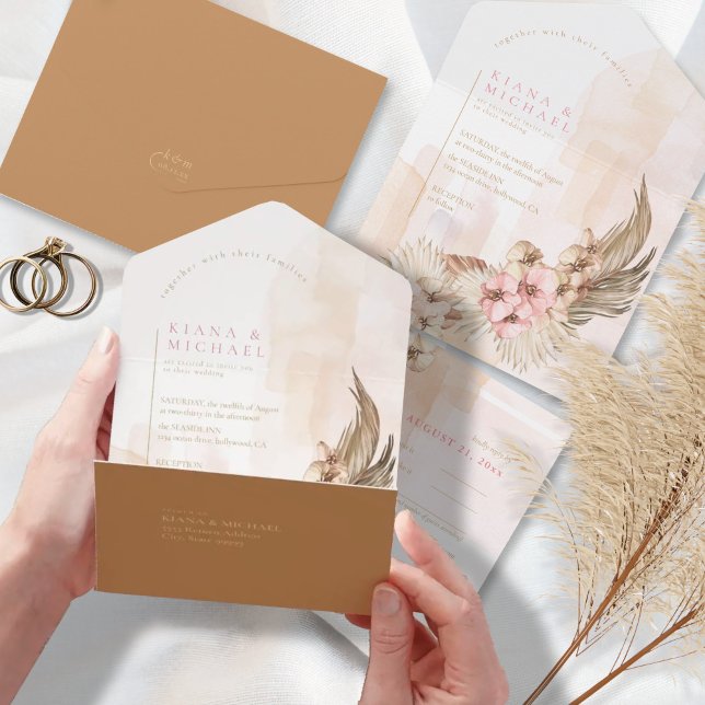 Invitation Tout En Un Mariage Boho Oasis ID959 (Créateur téléchargé)