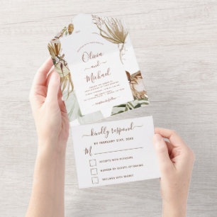 Invitation Tout En Un Mariage Boho Pampas Grass Bohême