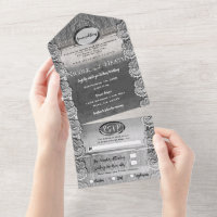 Mariage Bois Gris Dentelle Blanc Antique Argent