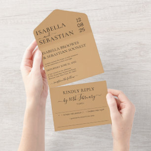 Invitation Tout En Un Mariage Bois Massif Sable Répondre aimablement à l
