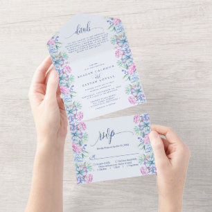 Invitation Tout En Un Mariage botanique à l'aquarelle de succulentes