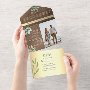 Invitation Tout En Un Mariage Botanique au Bois Rustique