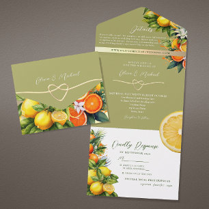 Invitation Tout En Un Mariage Botanique aux Agrumes