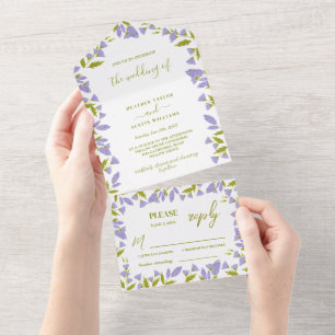 Invitation Tout En Un Mariage botanique du Fleur sauvage de prairie