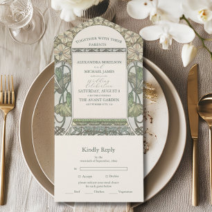 Invitation Tout En Un Mariage Bougainvillea Art Nouveau Mucha