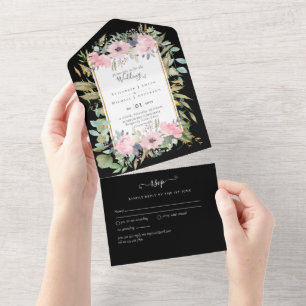 Invitation Tout En Un MARIAGE Budget Fleurs Rose Pâle