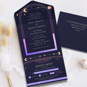 Invitation Tout En Un Mariage Céleste Arc-en-Ciel Soleil Lune Étoiles Na